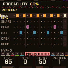 Probability set on a lane with SEL + KNOB 3